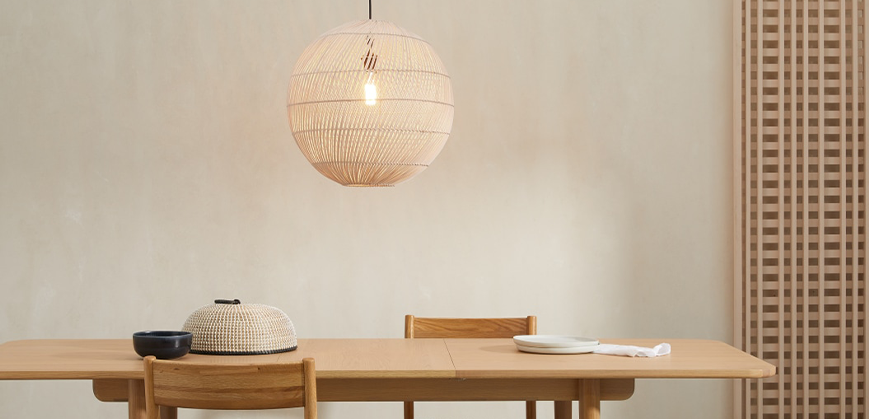 Lampe ben rotin blanc