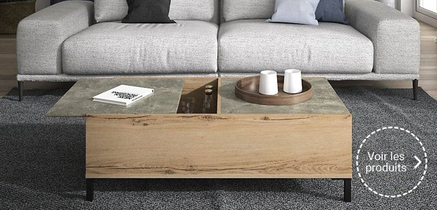 table basse en bois naturel de la marque camif