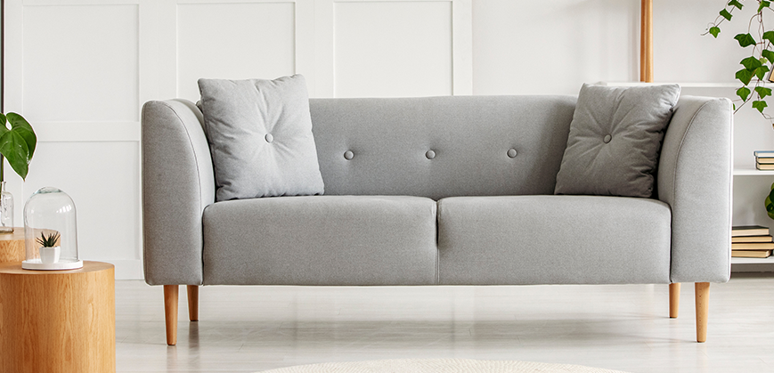 Canapé 2 places en tissu gris et au style scandinave