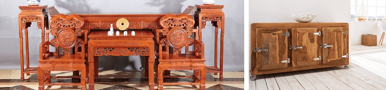 table chaise sheesham chinoises traditionelles et commode sheesham moderne diffrents tons de marron